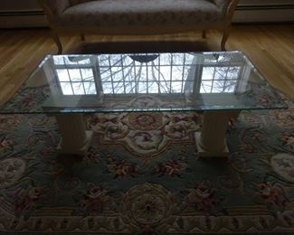 Side view of glass coffee table.