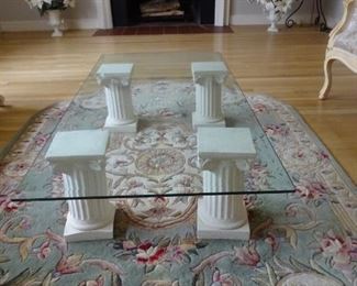 Glass coffee table.