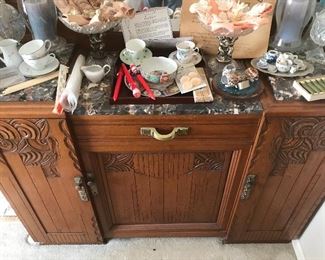 Antique Buffet with Marble Top and Mirror