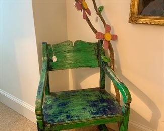 Hand painted chair with folk art flowers!