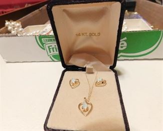 14K Gold Necklace and Earring Set