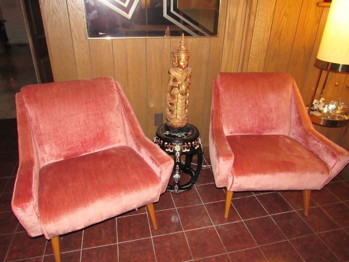 Awesome pair of Mid Century velveteen chairs