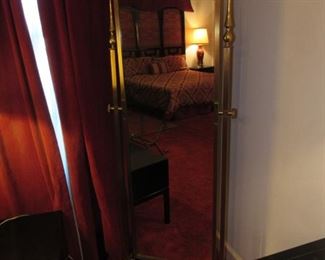 Vintage heavy brass cheval mirror