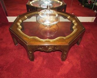 Awesome Asian coffee table with brass border & glass center