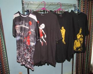 Many sports related shirts