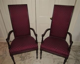 Pair of high back parlor chairs