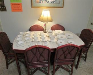 MCM formica & rattan dining set