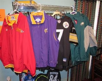 A sampling of the many NFL licensed jackets/jerseys