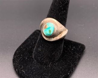 Vintage sterling silver and turquoise ring, Mexico