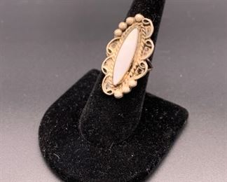 Vintage sterling silver and shell ring, Native American