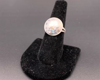 Vintage sterling silver coin ring, Native American