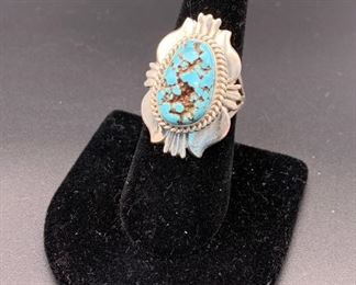 New sterling silver and turquoise ring, Native American designer Henry Yazzie