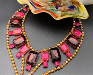 Czech rhinestone statement necklace