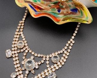 Czech rhinestone statement necklace