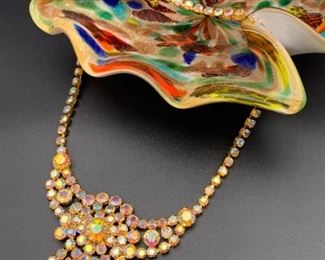 Czech rhinestone statement necklace