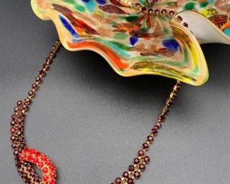 Czech rhinestone statement necklace