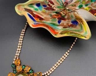 Czech rhinestone statement necklace