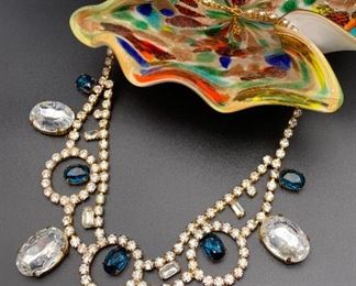 Czech rhinestone statement necklace