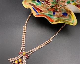 Czech rhinestone statement necklace