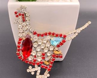 Czech rhinestone bird pin
