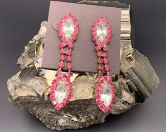 Czech rhinestone statement earrings, pierced