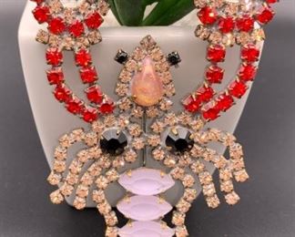 Czech rhinestone lobster pin