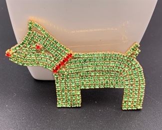 Czech rhinestone dog pin