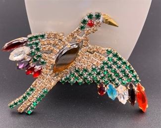 Czech rhinestone bird pin