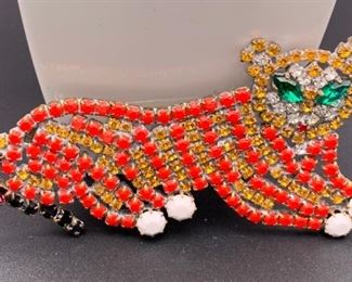 Czech rhinestone tiger pin