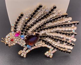 Czech rhinestone porcupine pin