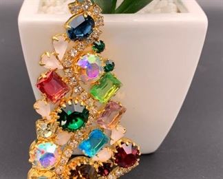 Czech rhinestone Christmas tree pin, one of the last three!
