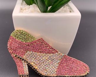 Czech rhinestone high heel shoe pin