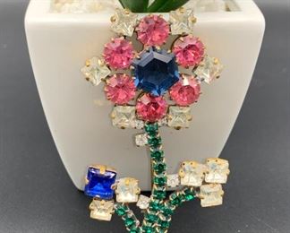 Czech rhinestone flower pin