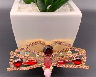 Czech rhinestone dragonfly pin