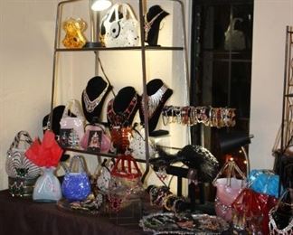 Costume jewelry and art glass purses