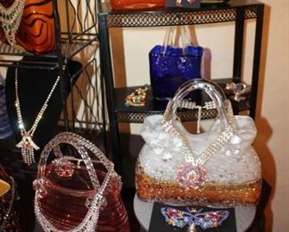 Costume jewelry and art glass purses