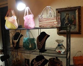 Costume jewelry and art glass purses