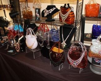 Costume jewelry and art glass purses