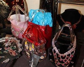 Costume jewelry and art glass purses