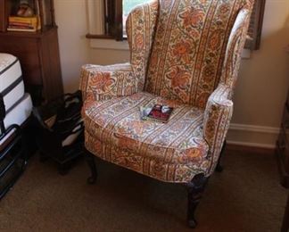 Amazing fabric upholstered wing back chair
