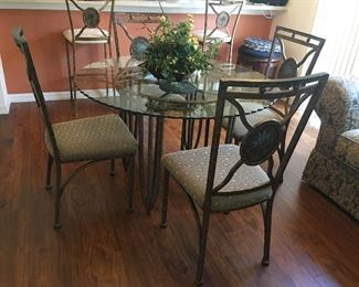 Glass Topped Dining Table. $450.00