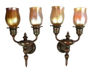 Pair of Tiffany Studios, NY Wall Sconces