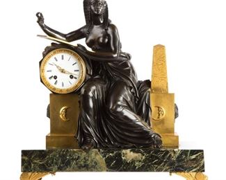 Claude Galle (French, 1759-1846) Fine French Egyptian Revival Figural Shelf Clock
