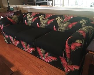 Queen sleeper sofa in bark cloth.