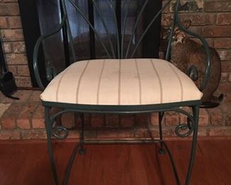 Pair wrought iron counter height stools.