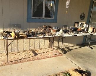 Vintage wood and cast iron items. Vintage small heater, bell and Indian basket’s. Meat grinders.