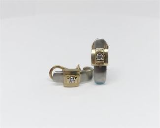 14k Yellow Gold and Platinum with Diamond Earrings