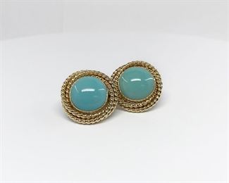 14k Yellow Gold and Turquoise Earrings