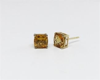 14k Yellow Gold Citrine Stud Earrings