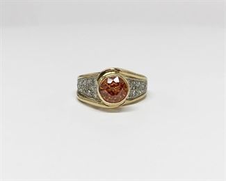 18k Yellow Gold Citrine and Diamond Ring